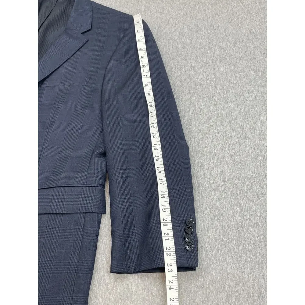 Hugo Boss‎ Blazer Mens 40S Plaid Lanificio 100% Wool 2-Button Single Breasted